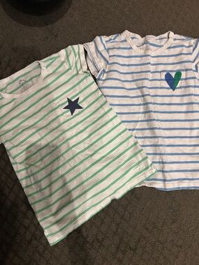 Primary Kids Short Sleeve Striped Tees in Green & Blue